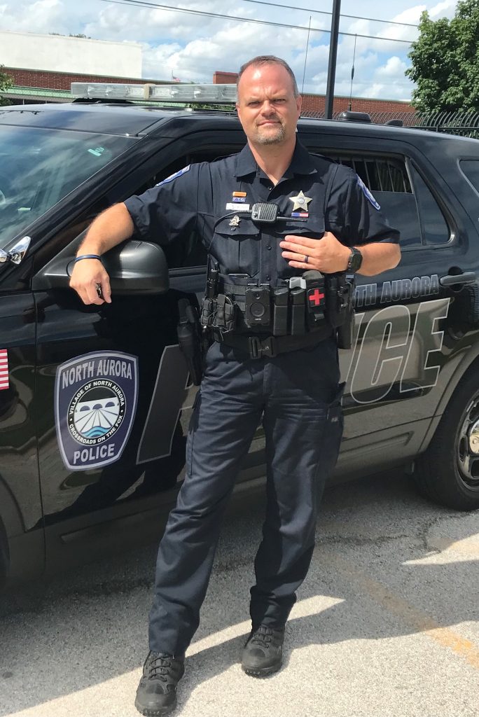 Officer Dave Parr with a body worn camera.